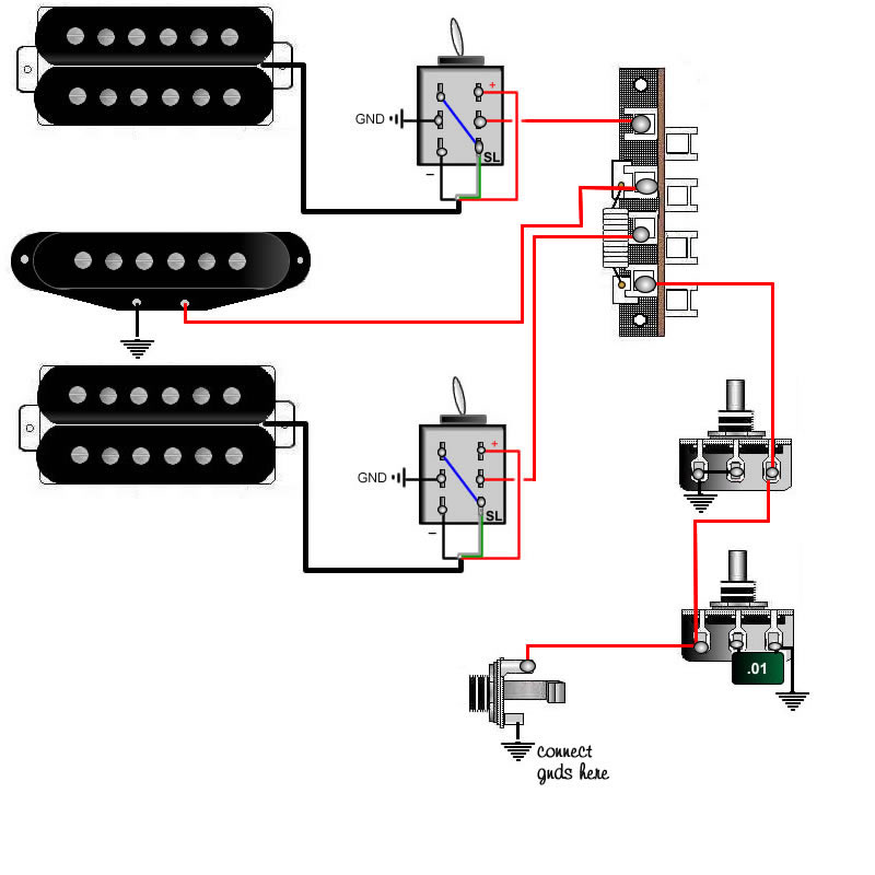 2 Single Coil 1 Humbucker Wiring Diagram